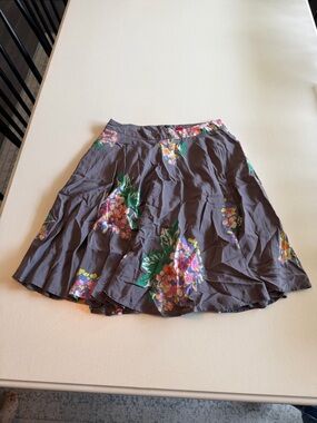 Boden Silky Circle Skirt Floral Gray Multicolor A-Line Size UK 14/US 10 Long